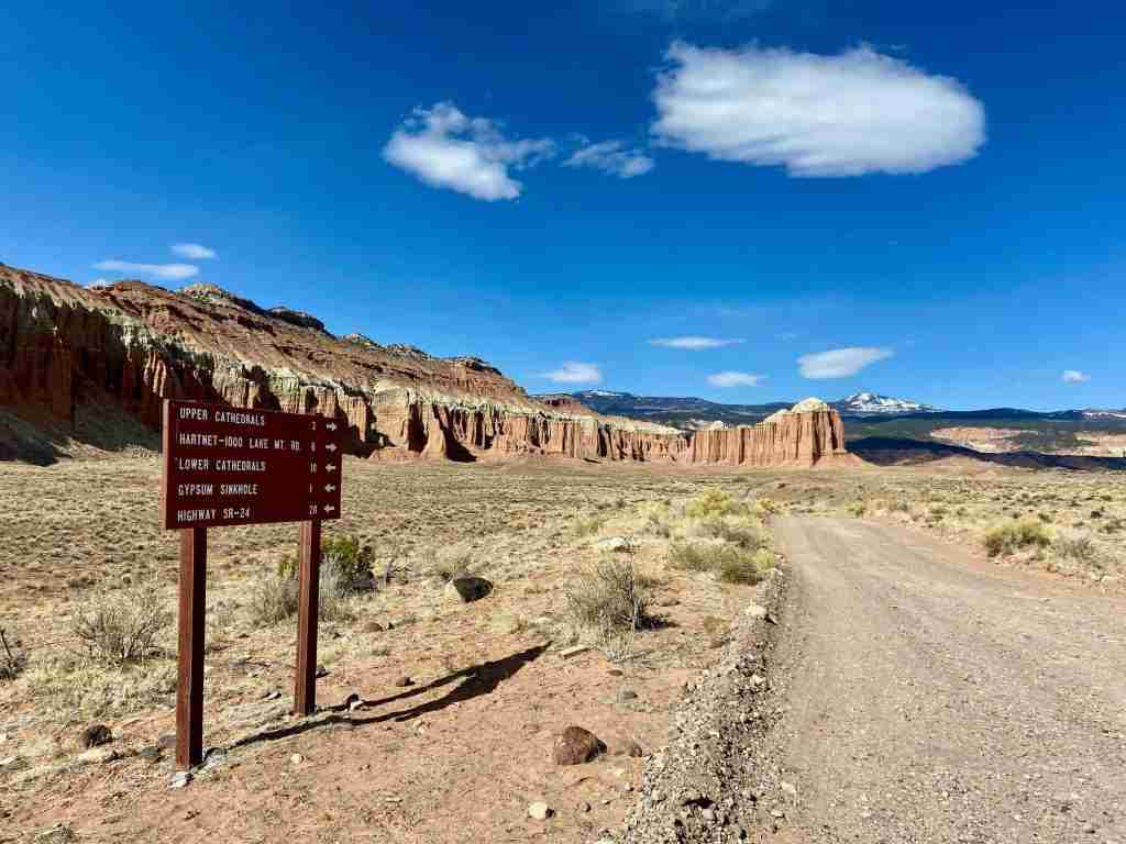 The Cathedral Valley Loop in Capitol Reef National Park is a perfect overnight bikepacking adventure with incredible views and mellow pedaling 