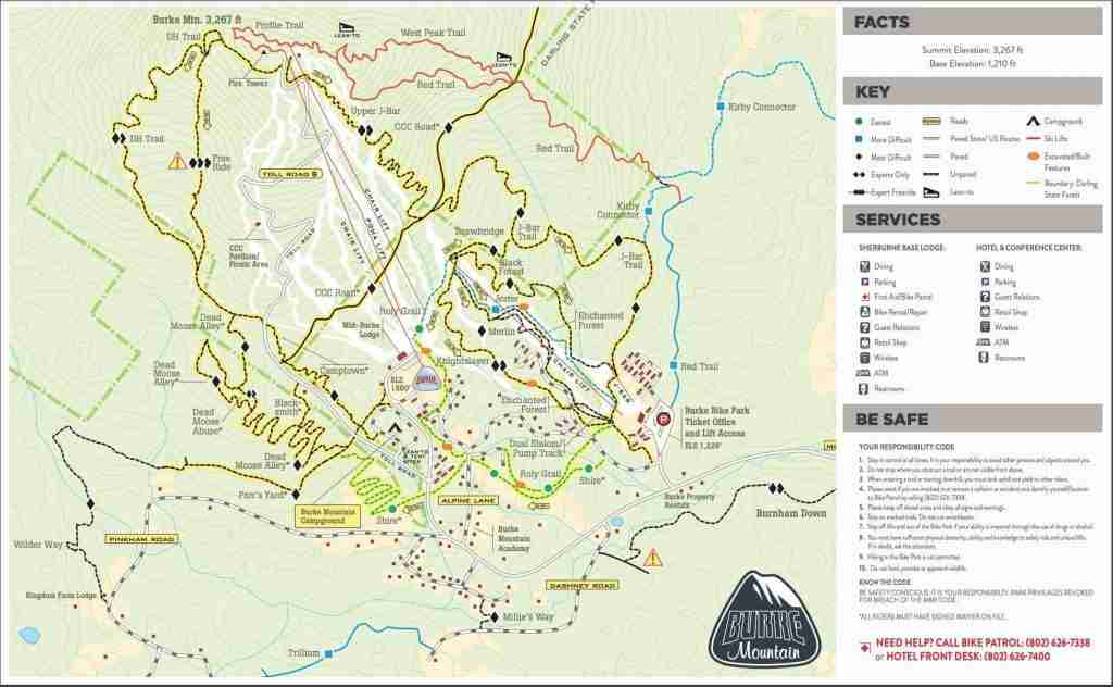 Burke Mountain Bike Park Map
