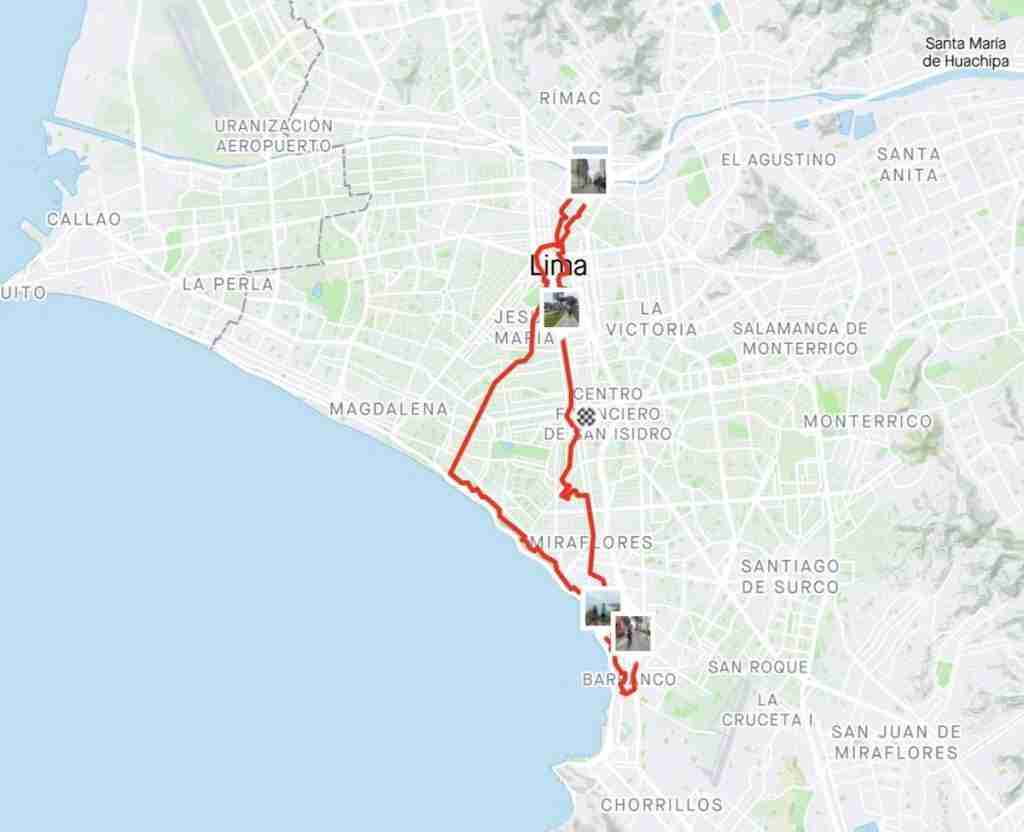 Lima Bike Tour Map // Want to explore Lima, Peru on two wheels? Check out my Lima bike tour experience including sites we visited, what to expect, and more. 